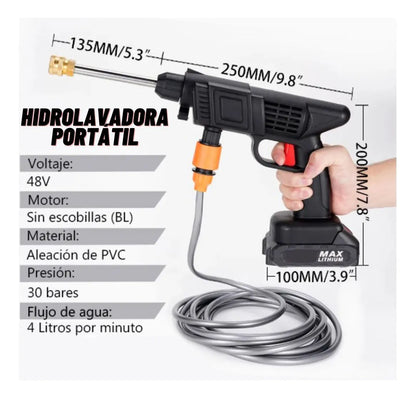 HIDROLAVADORA PORTATIL - POWERJET 48V – DOBLE BATERÍA RECARGABLE
